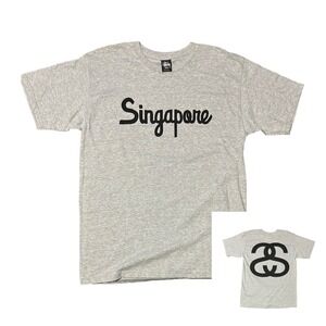 Stussy Singapore Vintage T Shirt Mens Large Gray Short Sleeve Logo Tee